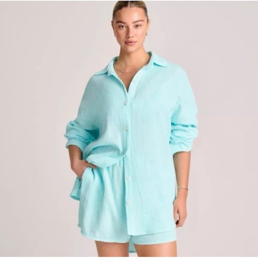 Vitamin A Oversized Gauze Cover Up Shirt Size Medium